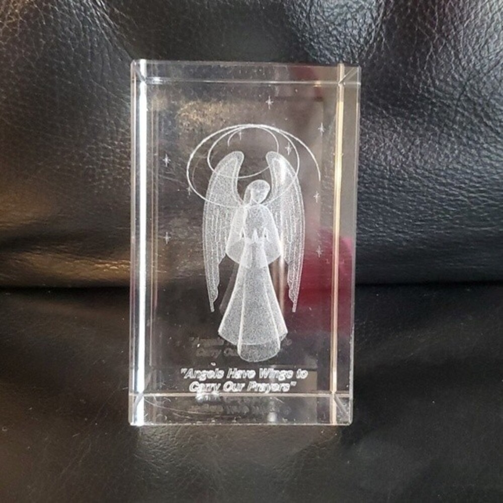 Angel and Halo Clear Cube 3D laser cut angel